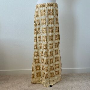 Fully Embroidered Handmade Saree Material Sheer Floor Length Skirt